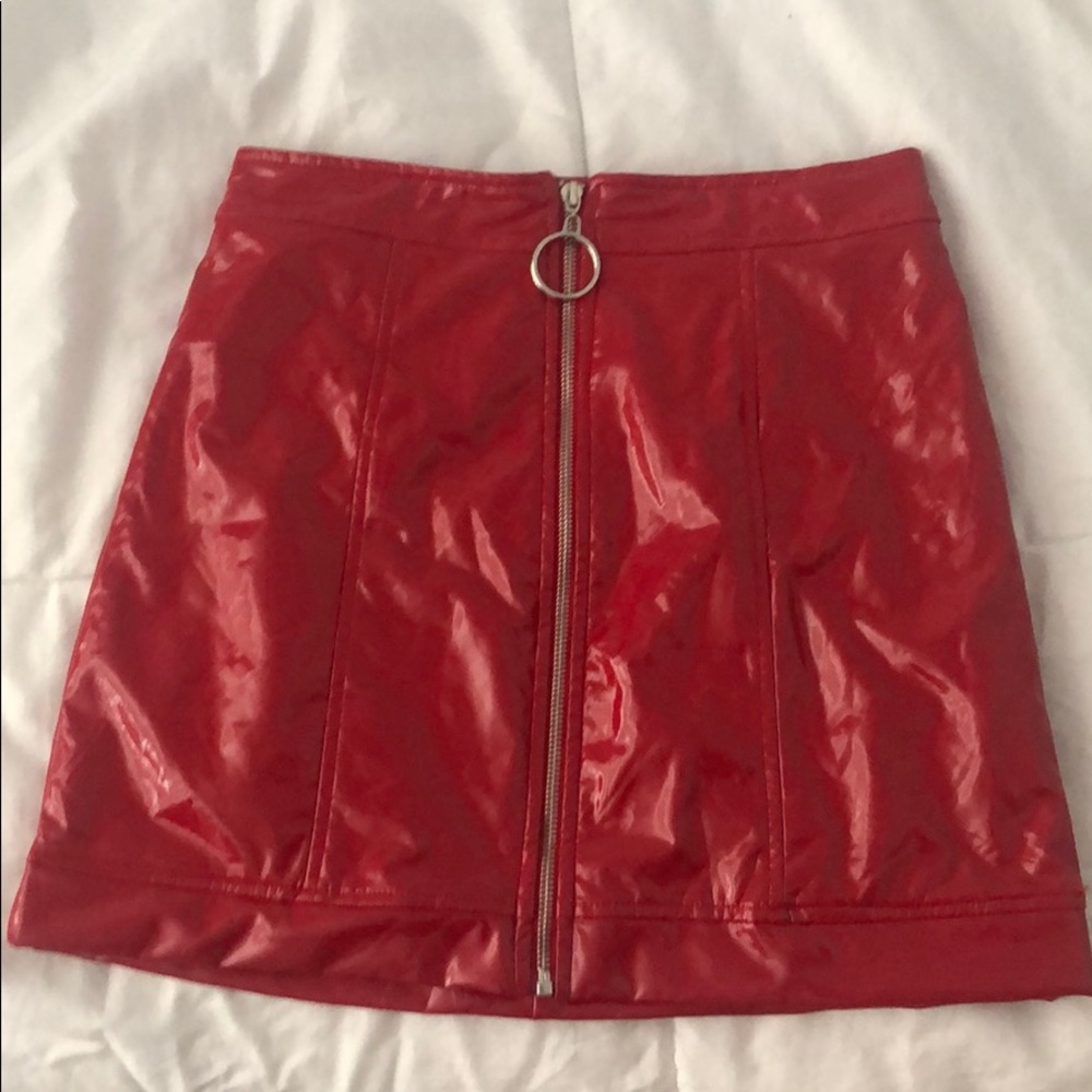 Forever 21 Red Faux Leather Mini Skirt